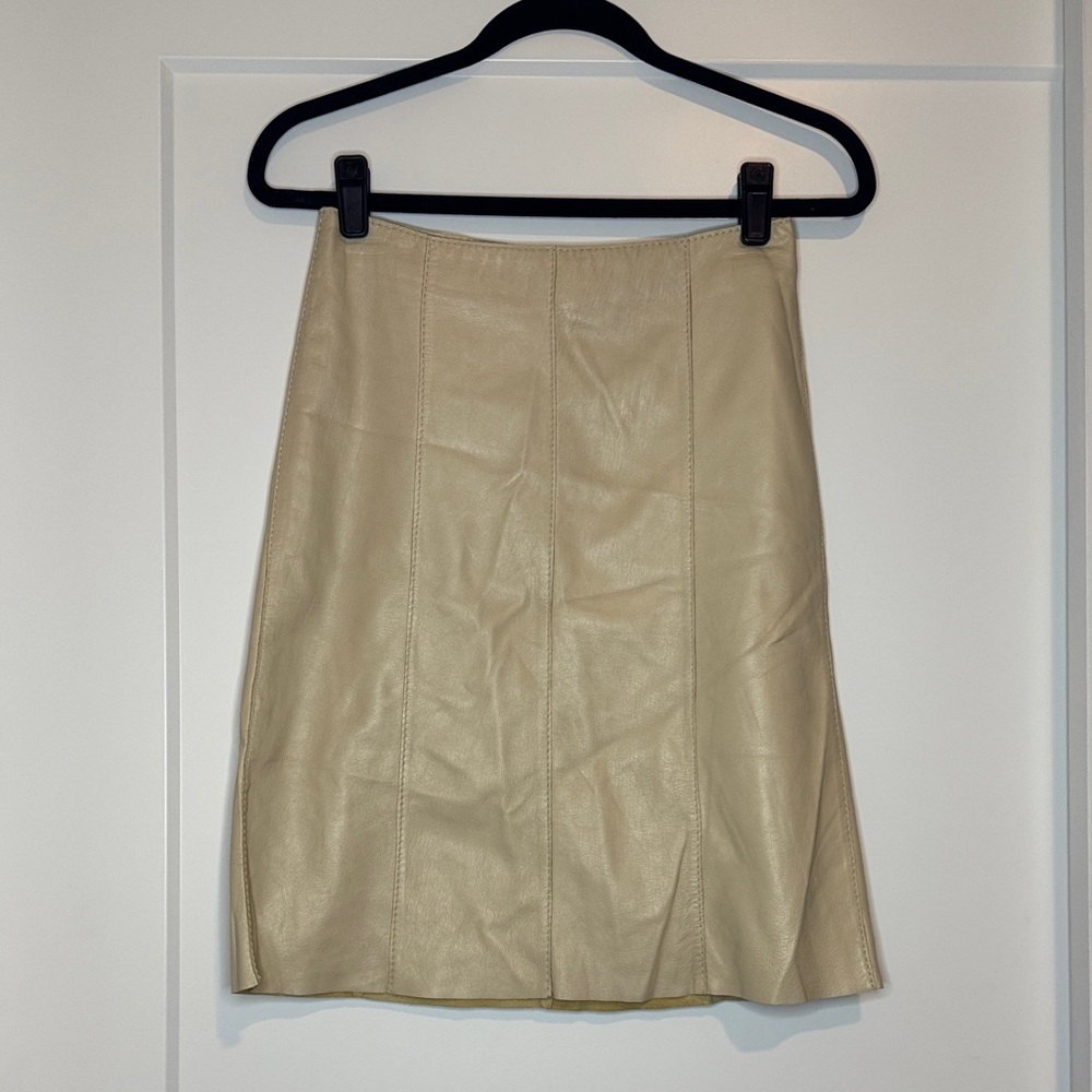 Bebe Cream Leather Skirt